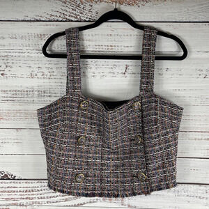 Sugar & Lips Women's Size XL Tweed Multi Color Crop Tank Top